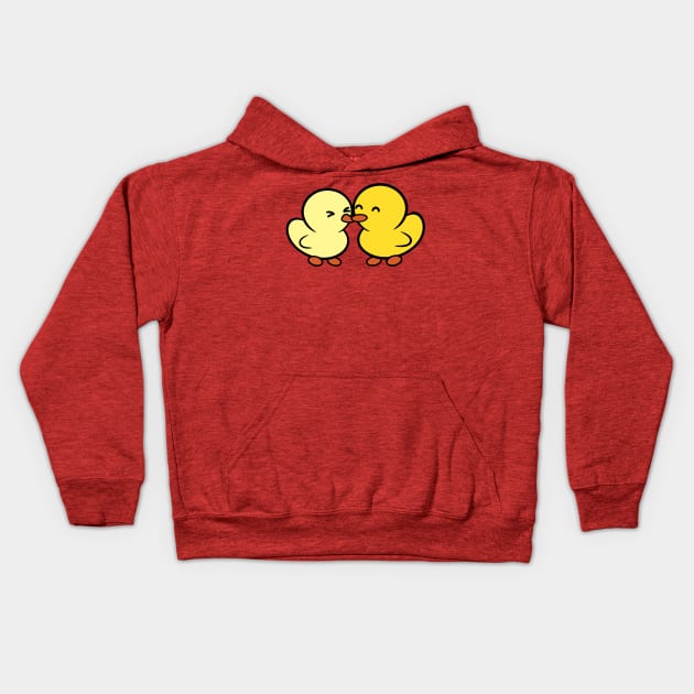 Duckie and Duck Kiss Kids Hoodie by Duckie and Duck